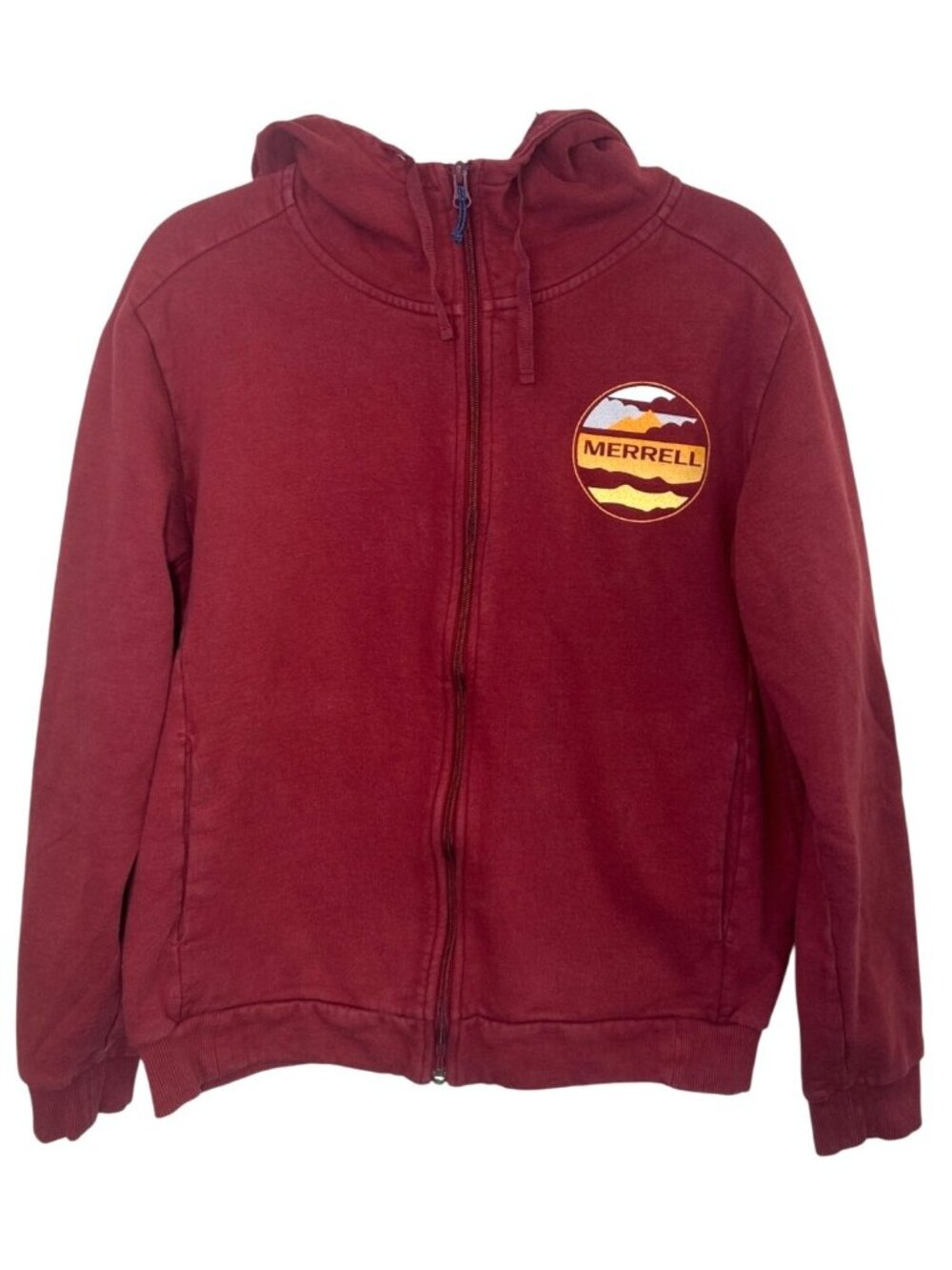 Merrell Hoodie Men's L Red Full Zip Graphic Logo Gorpcore Hiking Jacket